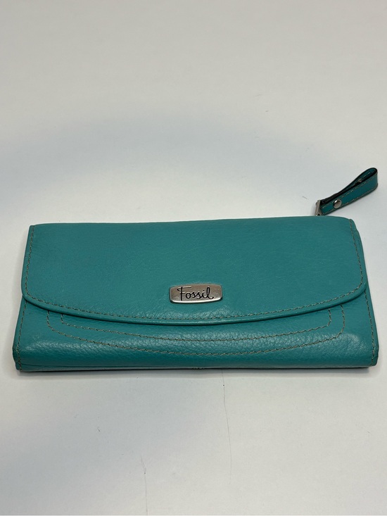 Fossil Handbags - Fossil Teal Leather Clutch Wallet with Wrist Strap